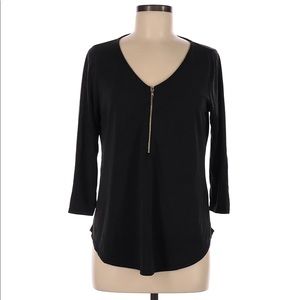 Green Envelope Black 3/4 Sleeve Top